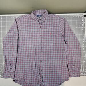 Polo Ralph Lauren Shirt Large Blue Red Tartan Plaid Preppy Academia Ivy League
